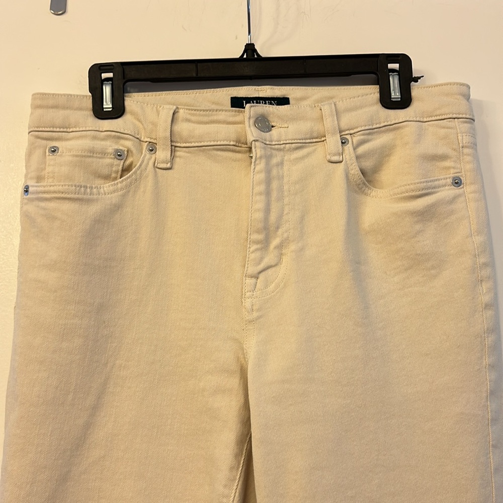 Lauren Ralph Lauren cream colored straight leg ankle length jean - Picture 2 of 3